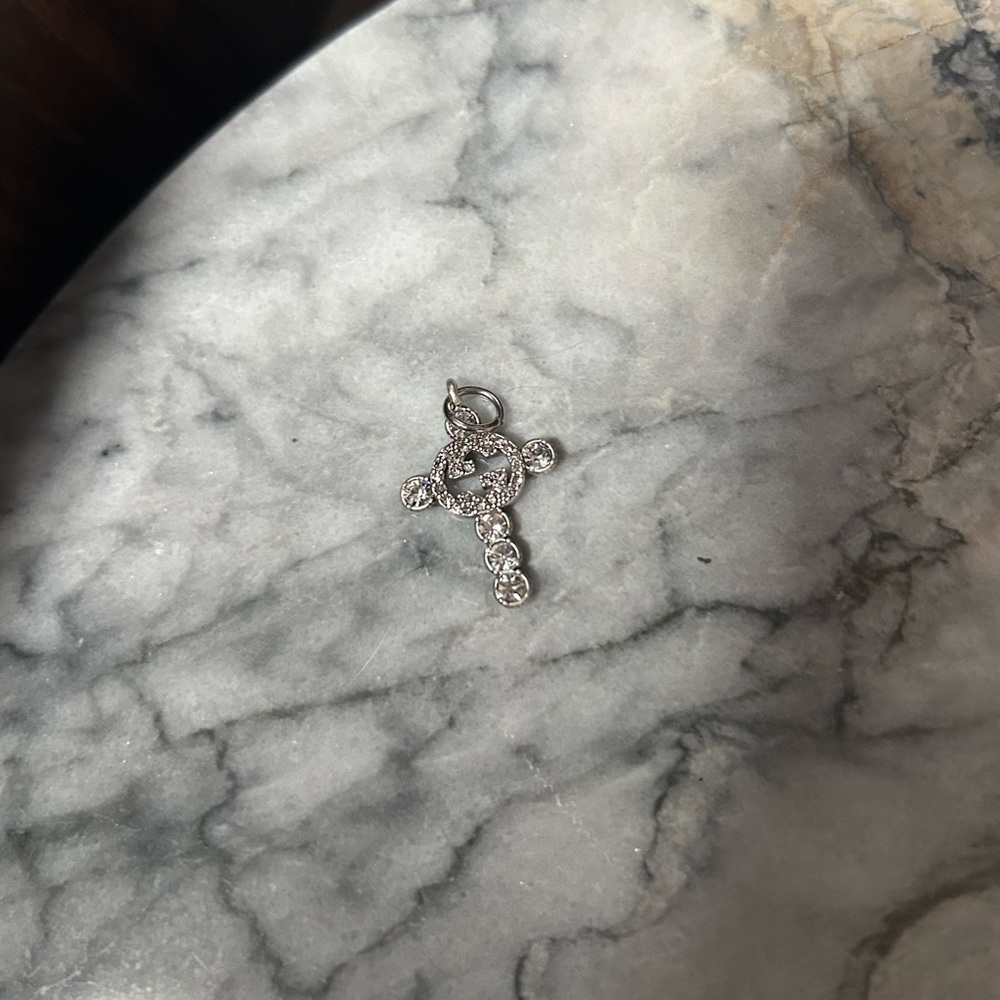 GUCCI Cross Charm - Silver / Rhinestone